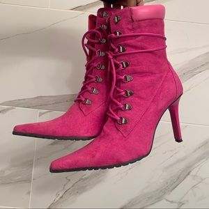 Vintage 90s Hot Pink Stiletto Boots W8.5
